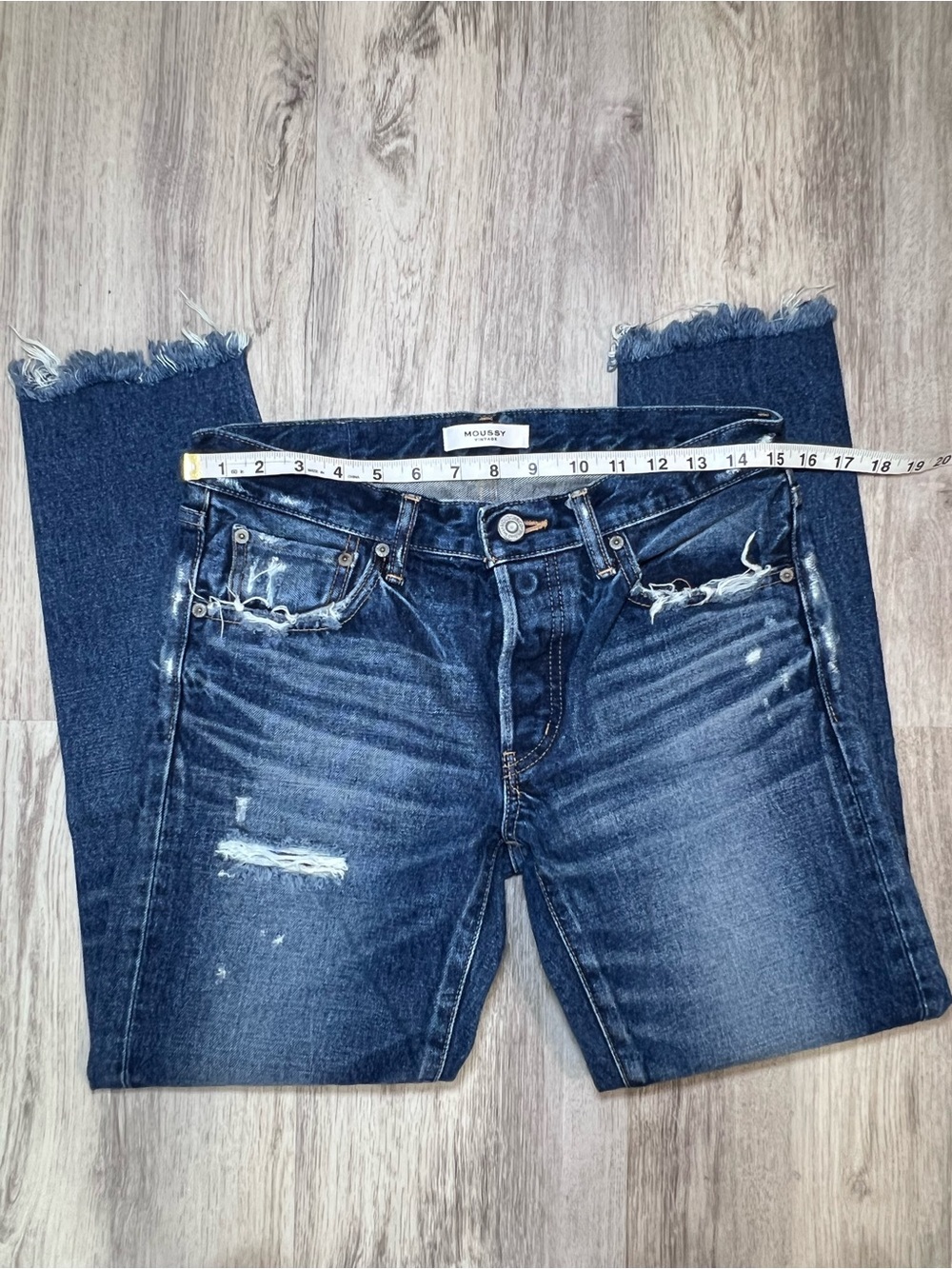 Moussy Vintage Comfort Glendale Skinny Jeans Blue Medium Wash Distressed Size 27 - Picture 7 of 14